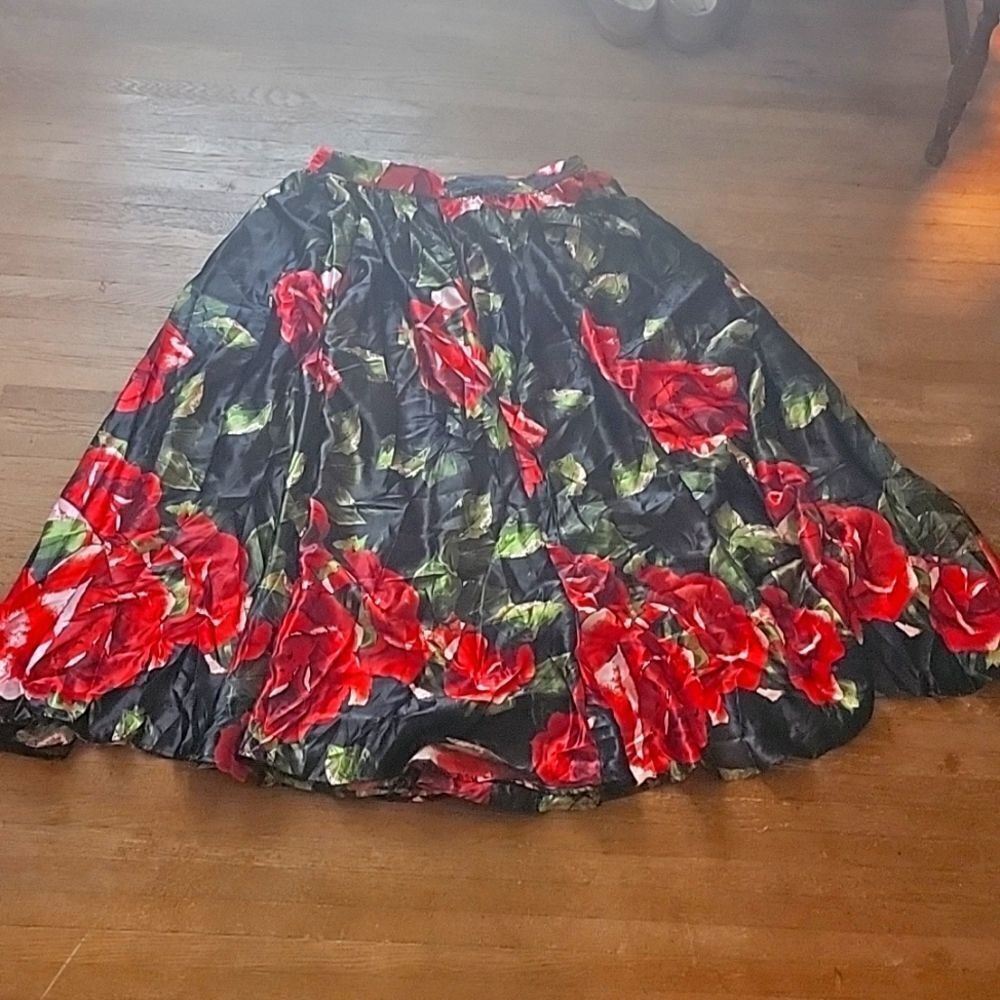 Tea length satin maxi skirt